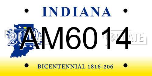 AM6014 Indiana License Plate