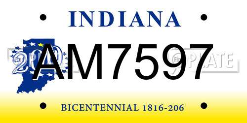 AM7597 Indiana License Plate
