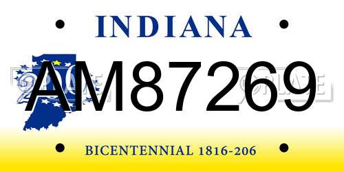 AM87269 Indiana License Plate