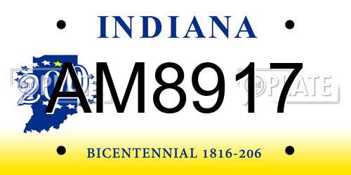 AM8917 Indiana License Plate