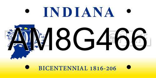 AM8G466 Indiana License Plate