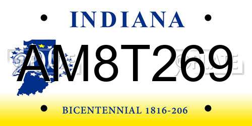 AM8T269 Indiana License Plate