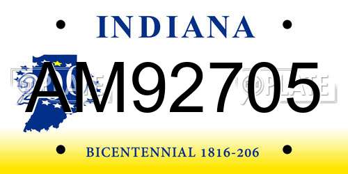 AM92705 Indiana License Plate
