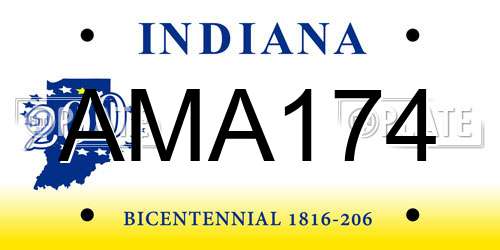AMA174 Indiana License Plate