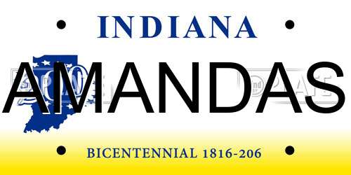 AMANDAS Indiana License Plate