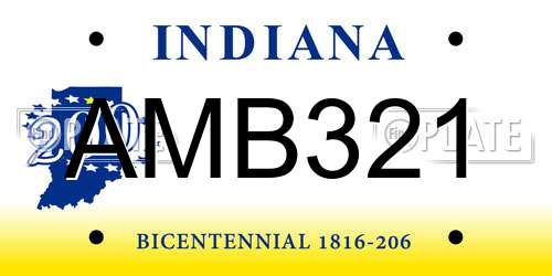 AMB321 Indiana License Plate