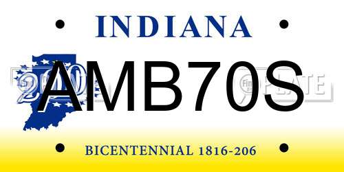 AMB70S Indiana License Plate