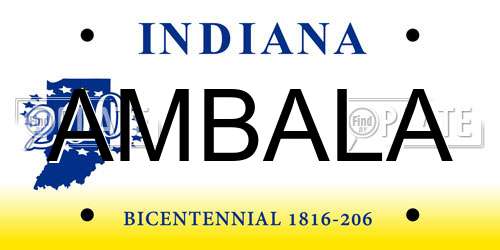 AMBALA Indiana License Plate