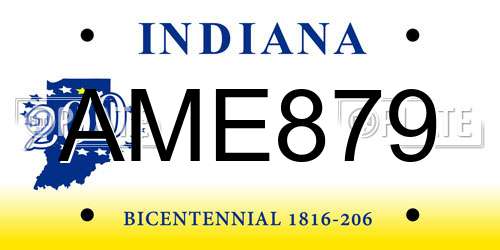 AME879 Indiana License Plate