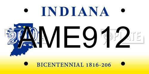 AME912 Indiana License Plate