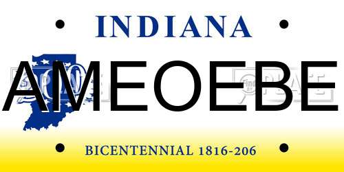 AMEOEBE Indiana License Plate