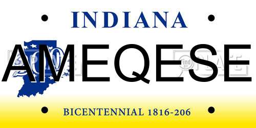 AMEQESE Indiana License Plate