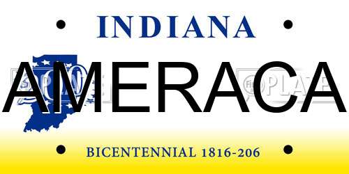 AMERACA Indiana License Plate