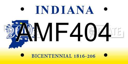AMF404 Indiana License Plate