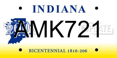 AMK721 Indiana License Plate