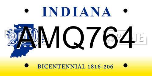 AMQ764 Indiana License Plate