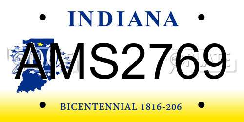 AMS2769 Indiana License Plate