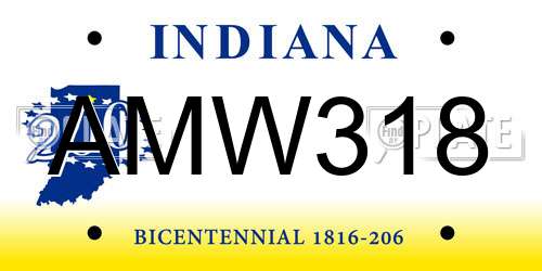 AMW318 Indiana License Plate