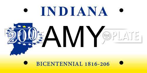 AMY Indiana License Plate
