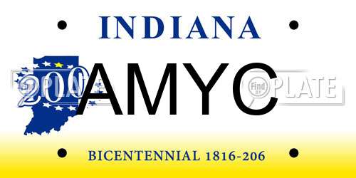 AMYC Indiana License Plate
