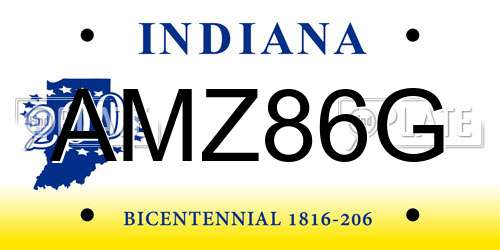 AMZ86G Indiana License Plate