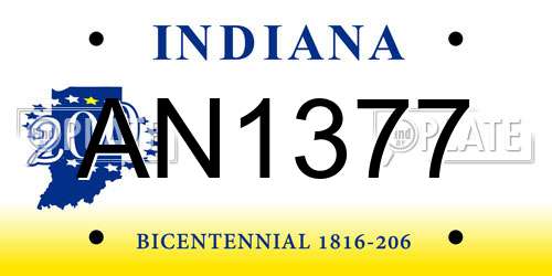 AN1377 Indiana License Plate