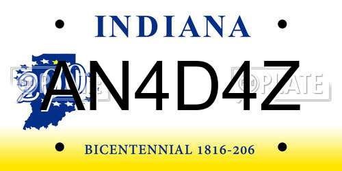 AN4D4Z Indiana License Plate