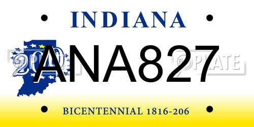 ANA827 Indiana License Plate