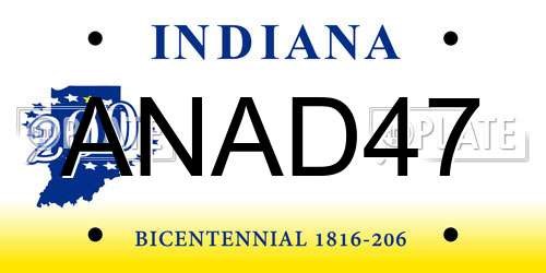 ANAD47 Indiana License Plate