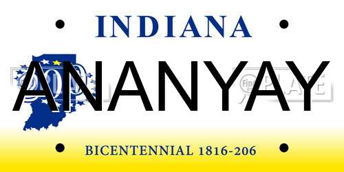 ANANYAY Indiana License Plate