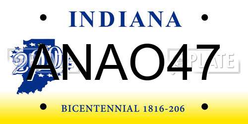 ANAO47 Indiana License Plate