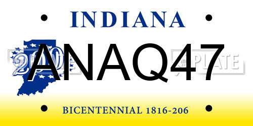 ANAQ47 Indiana License Plate