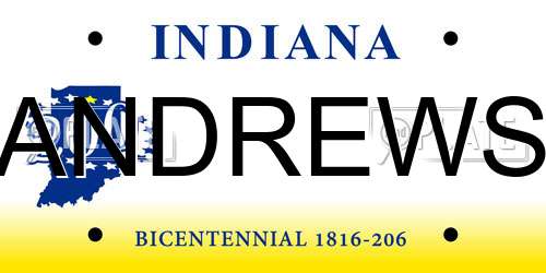 ANDREWS Indiana License Plate