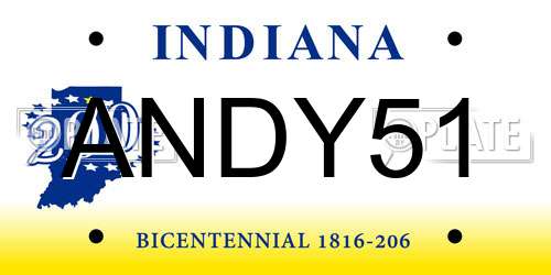 ANDY51 Indiana License Plate