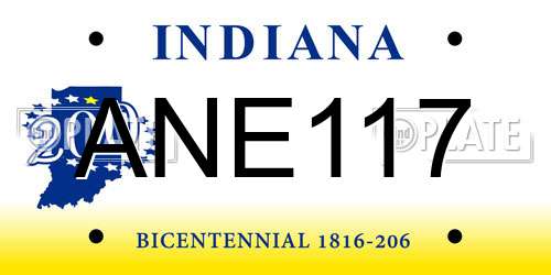 ANE117 Indiana License Plate