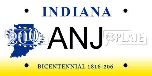 ANJ Indiana License Plate