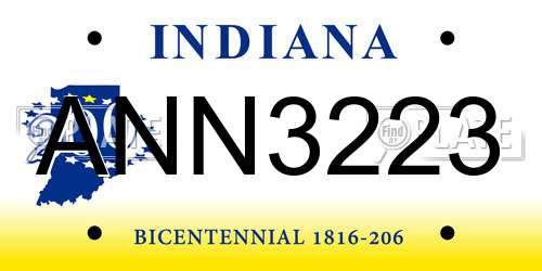 ANN3223 Indiana License Plate