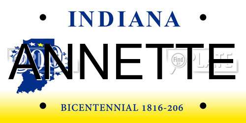 ANNETTE Indiana License Plate