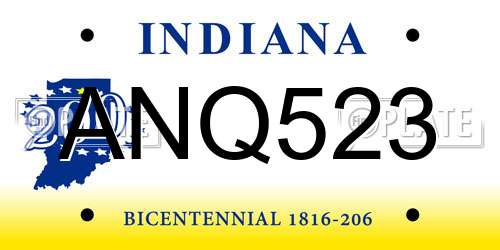 ANQ523 Indiana License Plate