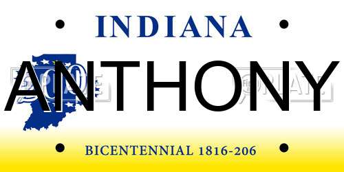 ANTHONY Indiana License Plate
