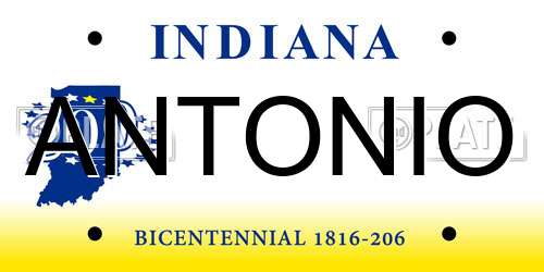 ANTONIO Indiana License Plate