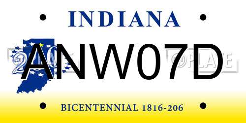 ANW07D Indiana License Plate