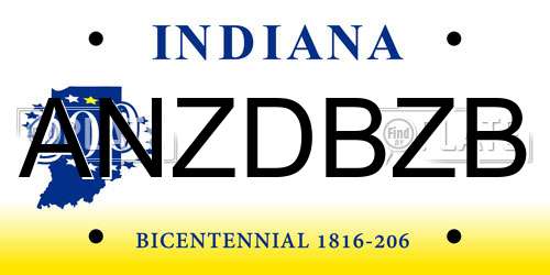 ANZDBZB Indiana License Plate