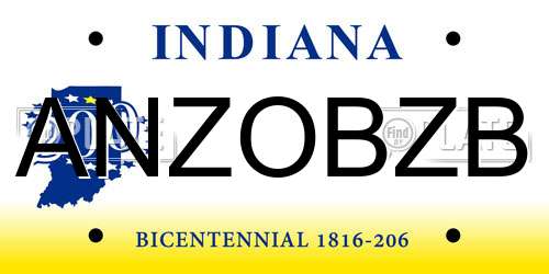 ANZOBZB Indiana License Plate