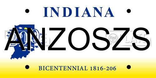 ANZOSZS Indiana License Plate