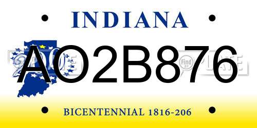 AO2B876 Indiana License Plate