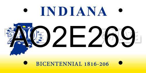 AO2E269 Indiana License Plate