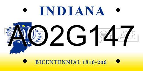 AO2G147 Indiana License Plate