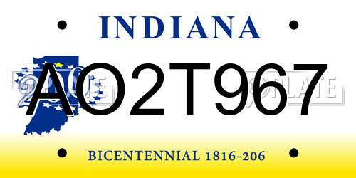 AO2T967 Indiana License Plate