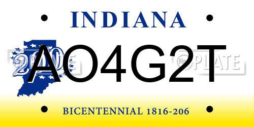 AO4G2T Indiana License Plate